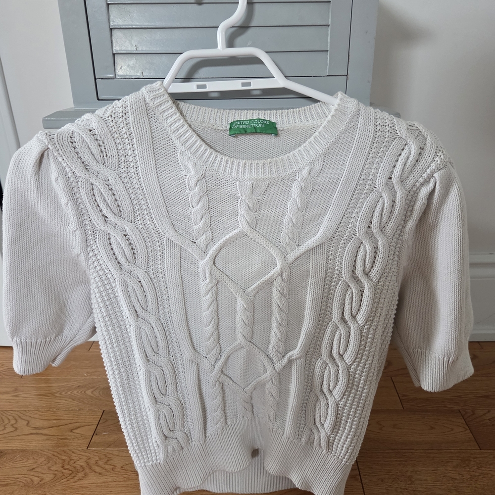 United Colors Of Benetton White Cable Knit Sweater